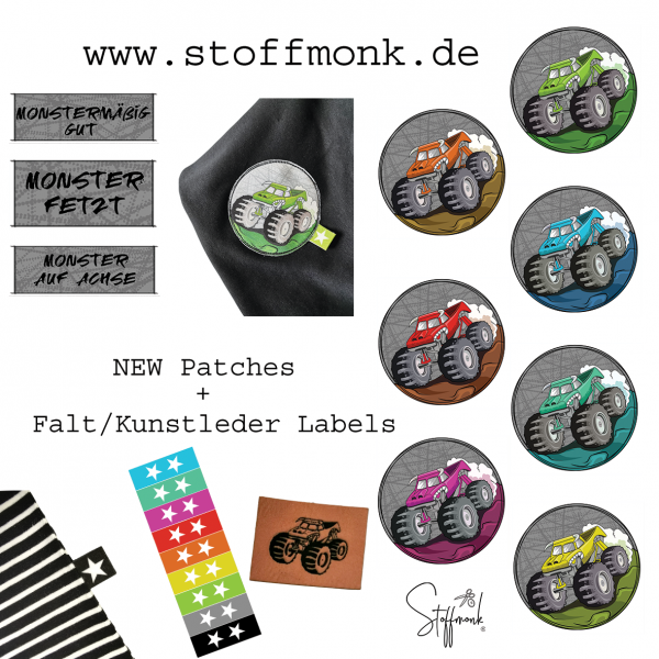 Patch / Aufnäher  - Monstertruck Hintergrund - "MONSTER AUF ACHSE"